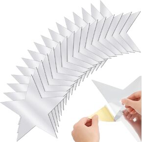 Frienda 48 Pcs 11 Inches Silver Star Sticker Large Paper Glitter Silver Self Adhesive Star Birthday Party Decorations or Bulletin Board Classroom Wedding Shower Decoration Supply