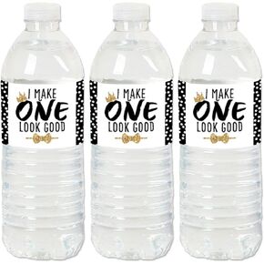 Big Dot of Happiness 1st Birthday Little Mr. Onederful - Boy First Birthday Party Water Bottle Sticker Labels - Set of 20