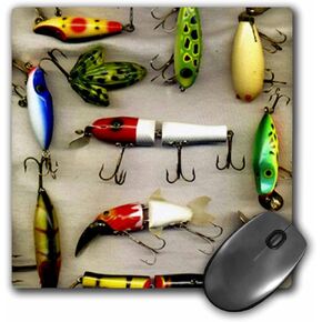 3dRose LLC 8 x 8 x 0.25 Inches Mouse Pad, Old Lures Fishing (mp_987_1)