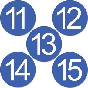dealzEpic - Large Blue Number Stickers 1 to 5 - Round Self-Adhesive Peel and Stick Vinyl Labels - 10cm (3.94 inches) in Diameter