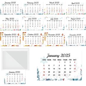 2025 Calendar Card with Pocket Holders Stickers Hanging Mini Calendar Card Pocket Label 2-in-1 Set Car Calendar for Auto Truck Laptop Fridge Home Office 2pcs