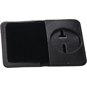 Perfect Fit Shield Wallets Round Police Badge Holder 2.5 Inches Round Badge and ID Case Hidden Badge Bi-Fold Style Wallet (Cutout PF-708) Black Leather