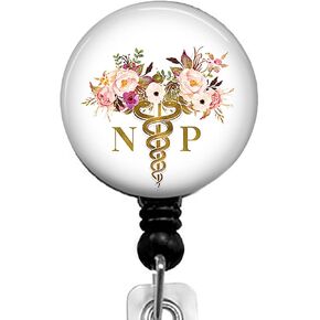 NP Retractable ID Card Badge Holder with Alligator Clip, Name Nurse Decorative Badge Reel Clip on Card Holders