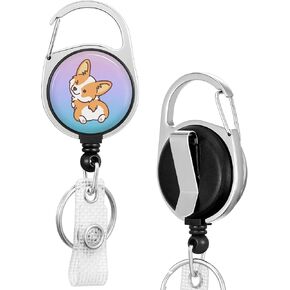 Cat Dog Badge Reels Holder Retractable Keychain Heavy Duty with ID Clip for Nurse Key Card Name Tag Cute Dog Paw Medical Work Office Key Retractor Leash Metal Carabiner Belt Clip (Dog mom)