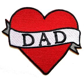 PP Patch Red Heart Love Father Love DAD Cartoon Patch Embroidered Iron On Patch Kids Sticker Patch for Clothes Backpacks T-Shirt Jeans Skirt Vests Scarf Hat Bag