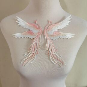Biads Embroidery Applique Patch Iron on Cotton Applique Patches (Style B, Pink)