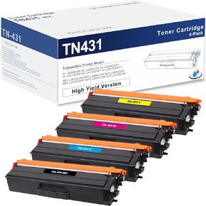 TN431 Toner Cartridge 4-Pack, Replacement for Brother TN431BK TN431C TN431M TN431Y TN431 TN-431 for HL-L8360CDW MFC-L8900CDW HL-L8260CDW MFC-L8610CDW HL-L8360CDWT Printer