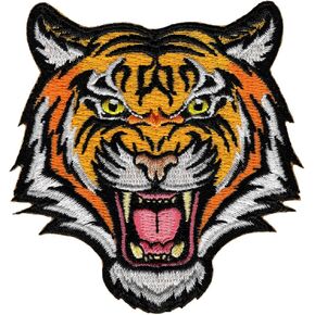 Tiger Patch Embroidered Iron-On Applique Roaring Bengal Striped Souvenir