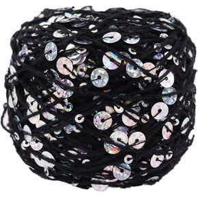 Shimmering Sequin Cotton Yarn 153yard Sparkling Thread Crochet Strings for Headband Beanie Knitting Sweater Weaving DIY Stitch Winter Accessories Rag Doll (Pink)