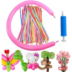 البالونات الملتوية اللاتكس ، 260Q Magic Magic Balloons Long Longort مع مضخة لحفلات شكل الحيوان ، المهرجين ، مستلزمات حفلات الزفاف (100 حزمة)