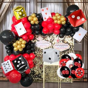 123 PCS كازينو موضوع البالون جارلاند جارلاند أكياس مع لعبة البوكر الليلية البوكر البالون اللاتكس لكازينو رويال عيد ميلاد لاس فيجاس ليلة هوليوود ديكورات الحفلات