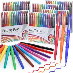 144 Pcs Felt Tip Pens 0.7mm Medium Point Felt Pen Bulk 12 Colors Markers Journal Planner for Teachers Students Journaling Writing Note Art Office School Supplies