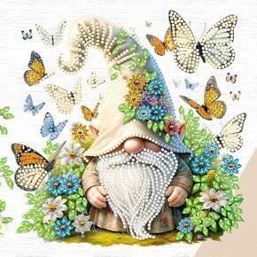MXJSUA Special Diamond Painting Kits for Adults, 5D Special Shape Diamond Art Kits, Crystal Rhinestones Diamond Gem Art Painting for Home Wall Decoration 12×12inch, Garden Gnome