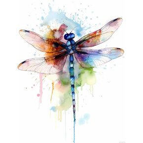 EATUKYIC DIY Dragonfly Diamond Painting for Adults, The Colorful Dragonfly Paint by Numbers for Beginners, Full Round Diamond Art Kits for Room Decor Living Room Decor 12x16inch