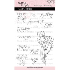 Clear Stamps - Happy Day Iris - Flower Stamp 4x6 Sheet - 11 Pieces
