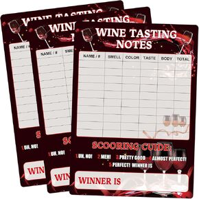 Wine Tasting Scorecard Tasting Mats Tasting Note Sheets 20 Pcs Wine Score Rating Sheet Wine Tasting Cards Wine Tasting Party Supplies for Single Party, Girls Night Out Party Decorations