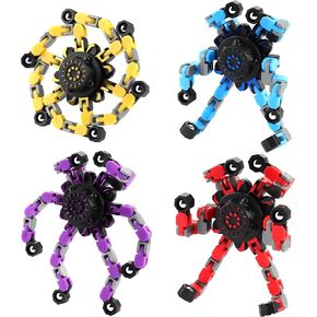 4-Pack Transformable Fidget Spinners – Easter Basket Stuffers | Stress Relief Sensory Toys for Kids & Adults, ADHD & Autism Stimulating Fingertip Gyros, Gift for Boys & Girls
