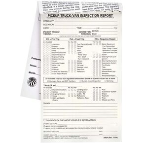 Pickup Truck/Van Vehicle Inspection Report 10-pk. - Book Format with 31 Sets, 2-Ply Carbonless, 5.5" x 9.25", J. J. Keller & Associates, Inc.