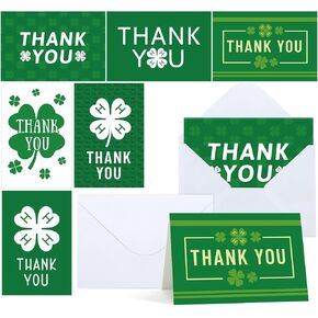 24 Pcs 4H Thank You Cards with Envelopes Bulk Green Thank You Cards Blank Cards Inspirations Gifts for St. Patrick's Day Thank You Cards for 4H, FFA