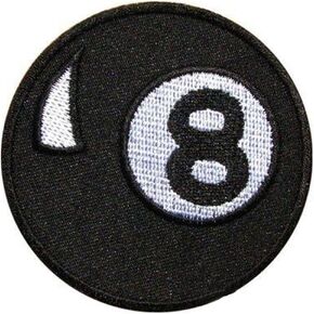 Pack of 3 Iron On Patches Billiards Black 8 Ball