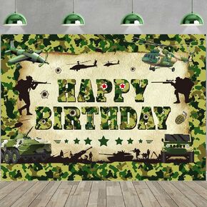 Camouflage Happy Birthday Backdrop 7x5FT Camo Birthday Party Decoration Background for Photography Soldier Theme Birthday Party Decorations Supplies Photo Props