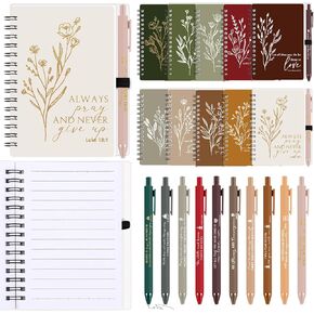 Kosiz Christian Gifts Bulk for Women Religious A6 Spiral Notebook Bible Journaling Kit Aesthetic Scripture Notepad Ballpoint Bible Study Supplies for Pastor Wife Sunday School(40 Sets)