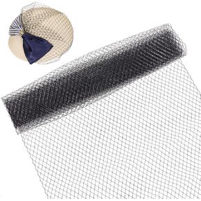 BENECREAT 2.18 Yards Birdcage Veil Netting Fabric, 17inch Wide Organza Tulle Fabric Net Mesh Black Russian Netting Hat Veil Millinery for Wedding, Sewing, Dress Decoration
