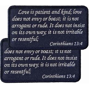 Corinthians 13:4 Bible Verse Patches, Love is Patient and Kind Embroidery Patches Set for Caps Bags Backpacks Tactical Vest