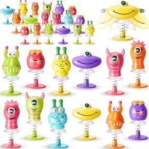 Deekin 24-Piece Big Eye Animal Spring Launcher Toy Set - Easter Basket Stuffers Bouncy Jumping Toys for Boys and Girls, Suitable for Classroom Prizes, Includes 6 Styles