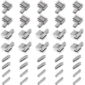 20 Sets Size #5 Metal Zipper Latch Slider Silver Retainer Insertion Pin Zipper Stopper for 5mm Metal Zipper Repair Zip Sewing Replacement DIY