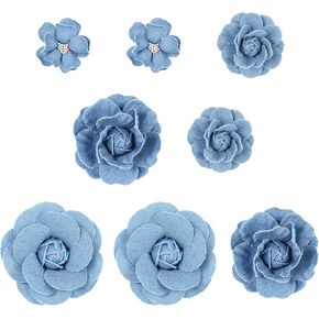 8 PCS Denim Flower Shape Patch 4 Size Flower Repair Patches Sew On Iron On Applique Patches Arts Crafts