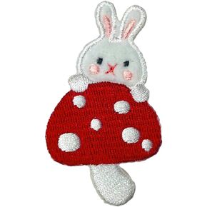 Self Adhesive Embroidered Iron On Patches Cute Sew on Applique for Clothing Jackets Jeans Repair Decor Patches for DIY Clothing Backpack Dress Hat Pants (Animal Bunny Patch)