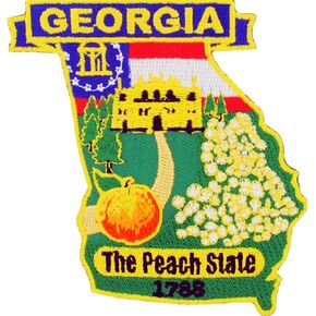 Georgia State Shaped Map Embroidered Patch, with Iron-On Adhesive