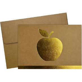 Great Papers!® Golden Apple Kraft and Foil Note Card & Envelopes, 4.875" x 3.375", 25 count (2020026)