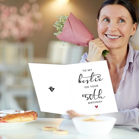 Bestie 50th Birthday Card, 50th Birthday Card for Her Women Best Friend, 50th Birthday Gifts for Sister Female Friend, To My Bestie On Your 50th Birthday in Saudi Arabia