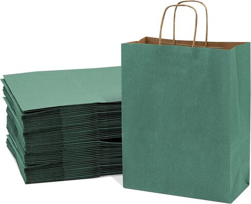 Prime Line Packaging Mini Green Hift Facs with Handles ، Holidays ، Hands ، Wedding Favor ، Movelies ، Retail ، Boutiques ، Thorping ، Bulk ، 6x3x9 100 Pack in Kuwait