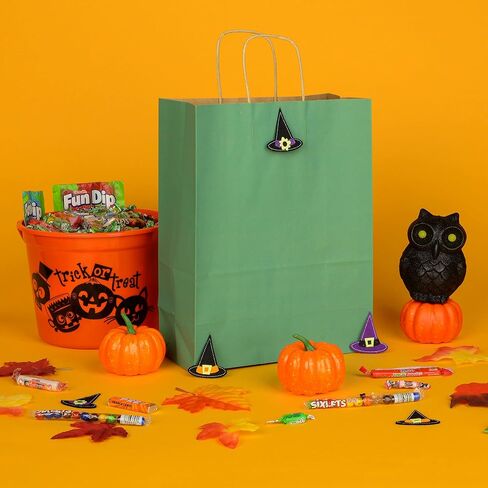 Prime Line Packaging Mini Green Hift Facs with Handles ، Holidays ، Hands ، Wedding Favor ، Movelies ، Retail ، Boutiques ، Thorping ، Bulk ، 6x3x9 100 Pack in Kuwait
