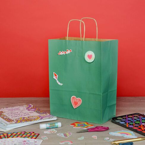 Prime Line Packaging Mini Green Hift Facs with Handles ، Holidays ، Hands ، Wedding Favor ، Movelies ، Retail ، Boutiques ، Thorping ، Bulk ، 6x3x9 100 Pack in Kuwait