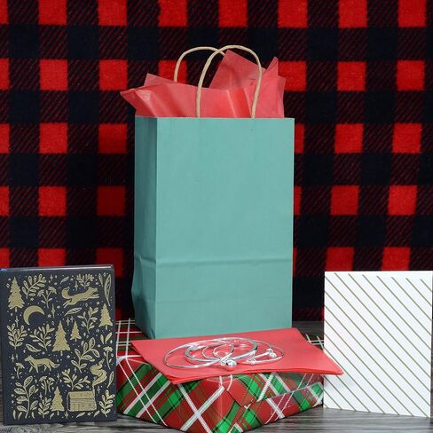 Prime Line Packaging Mini Green Hift Facs with Handles ، Holidays ، Hands ، Wedding Favor ، Movelies ، Retail ، Boutiques ، Thorping ، Bulk ، 6x3x9 100 Pack in Kuwait