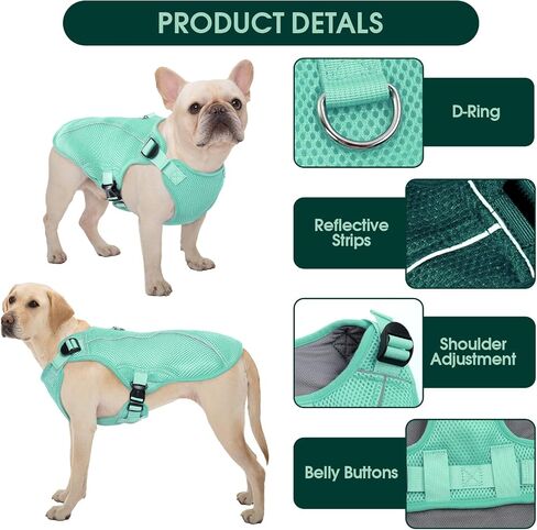 Kuoser Dog Cooling Vest Harness, Small Dog Cooler Jacket with Adjustable Buckle for Outdoor Beach, Hiking, Training Green M in Saudi Arabia