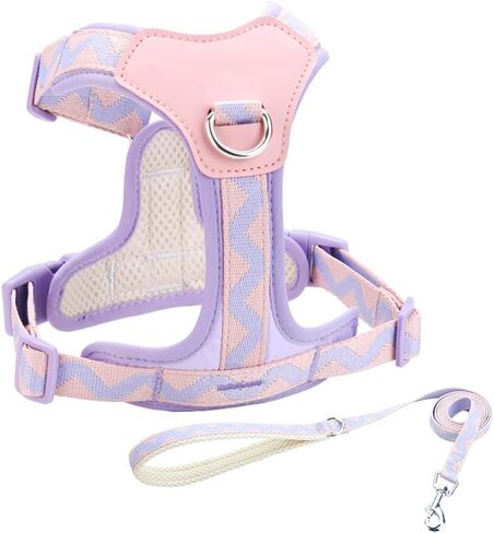 Medium Dog Harness and Leash Set, No Pull Dog Harness with 2 Leash Clips, Anti-Escape Easy Walk Puppy Harness, Adjustable Dog Vest Harness for Training Walking for Medium Dogs(Purple, M) in Saudi Arabia