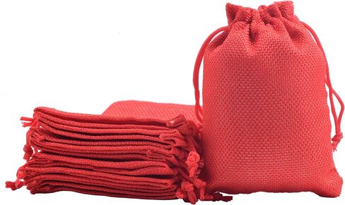 Sansam 24pcs Mixed Drawstring Burlap Gift Bags, 5.2x7.2 Inch Lining Burlap Sacks For Jewellery Packaging, Herb, Spices, Medium Size Jute Treat Bags for Christmas, Wedding, Party,Household Storage in Saudi Arabia