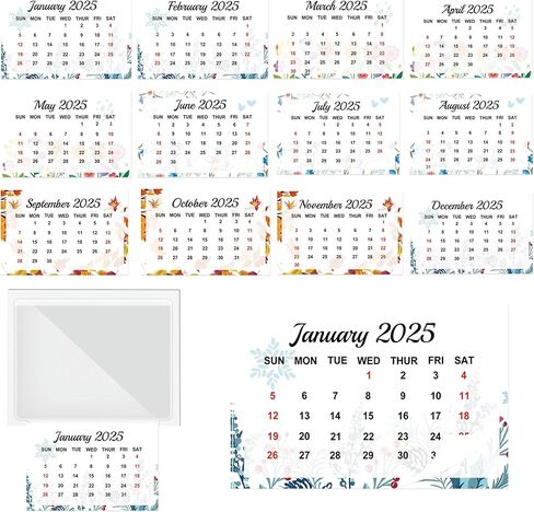 2025 Calendar Card with Pocket Holders Stickers Hanging Mini Calendar Card Pocket Label 2-in-1 Set Car Calendar for Auto Truck Laptop Fridge Home Office 2pcs in Saudi Arabia