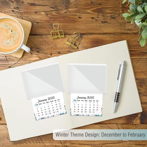 2025 Calendar Card with Pocket Holders Stickers Hanging Mini Calendar Card Pocket Label 2-in-1 Set Car Calendar for Auto Truck Laptop Fridge Home Office 2pcs in Saudi Arabia