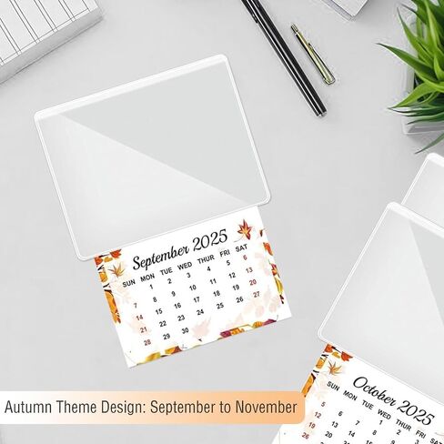 2025 Calendar Card with Pocket Holders Stickers Hanging Mini Calendar Card Pocket Label 2-in-1 Set Car Calendar for Auto Truck Laptop Fridge Home Office 2pcs in Saudi Arabia