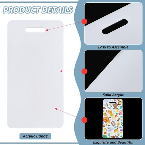 Benecreat 12pcs أبيض Buddy Acrylic Badge ، 4.49x2.2 بوصة DIY شارة Buddy Buddy Budge Barge Barning للممرضة ، المعلم ، تقنية المختبر ، موظف الاستقبال ، الفتحة: 0.78x0.2 بوصة in Saudi Arabia