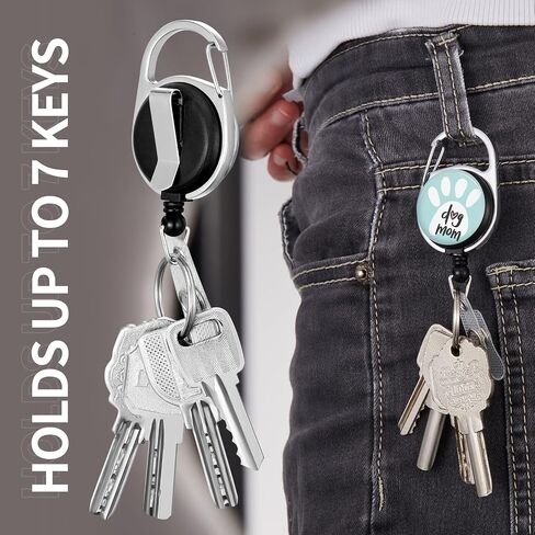 Cat Dog Badge Reels Holder Retractable Keychain Heavy Duty with ID Clip for Nurse Key Card Name Tag Cute Dog Paw Medical Work Office Key Retractor Leash Metal Carabiner Belt Clip (Dog mom) in Saudi Arabia