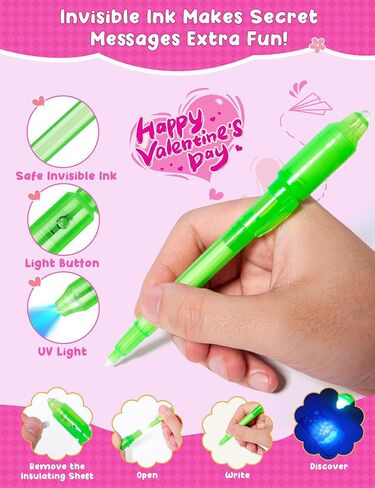 28 Pcs Valentines Day Gifts for Kids with Invisible Ink Pens, 14 Design Valentines Day Cards for Kids School, Valentines Exchange Gifts for Kids, Valentine School Classroom Exchange Prizes in Saudi Arabia