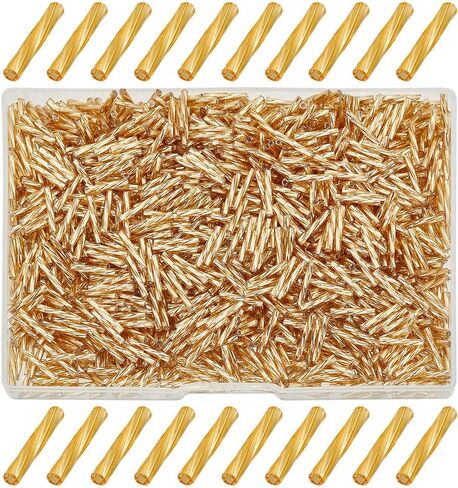 1000pcs ملتوية حبات البوق 12 مم حبات أنبوب الذهب من الزجاج بذرة الفواصل حبات صغيرة الحرف اليدوية لقلن سوار DIY حشن صنع المجوهرات: 0.5 ملم in Kuwait