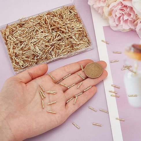 1000pcs ملتوية حبات البوق 12 مم حبات أنبوب الذهب من الزجاج بذرة الفواصل حبات صغيرة الحرف اليدوية لقلن سوار DIY حشن صنع المجوهرات: 0.5 ملم in Kuwait